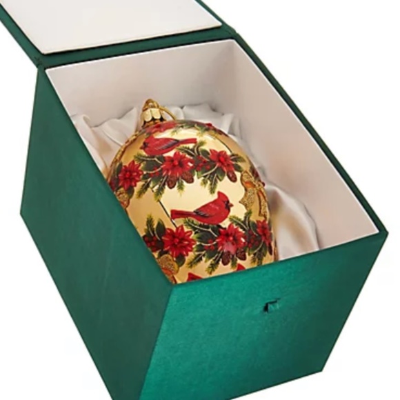 Joan Rivers Golden Cardinal Hand Painted Glass Egg Ornament - Picture 2 of 7